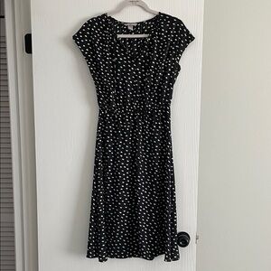 H&M Black and White Patterned Midi Dress